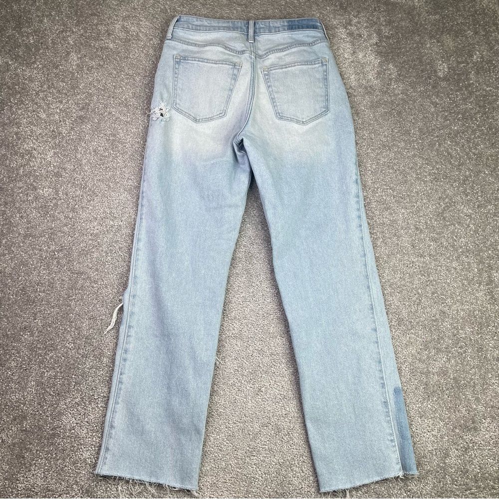 Hollister Jeans Women's 26 Blue Straight High Rise Light Wash Button Fly Ripped - Picture 4 of 12